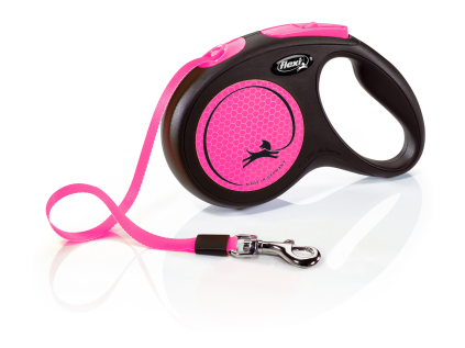 Flexi New Neon M pásek 5m/25 kg růžové