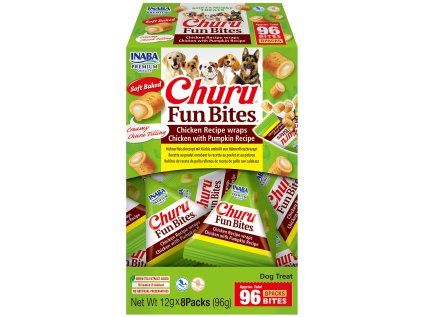 Churu Dog Fun Bites – kuřecí s náplní kuře s dýní 8x12g