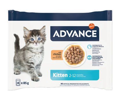 Kapsičky pro koťata ADVANCE Kitten kuřecí 4×85 g